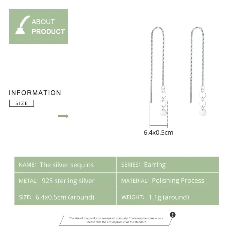 (image for) Silver Sequins Hanging Earrings - PANDORA Style - SCE687 - View 7