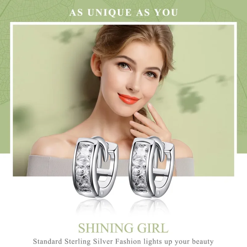 (image for) Silver Shining Girl Hoop Earrings - PANDORA Style - SCE515 - View 2