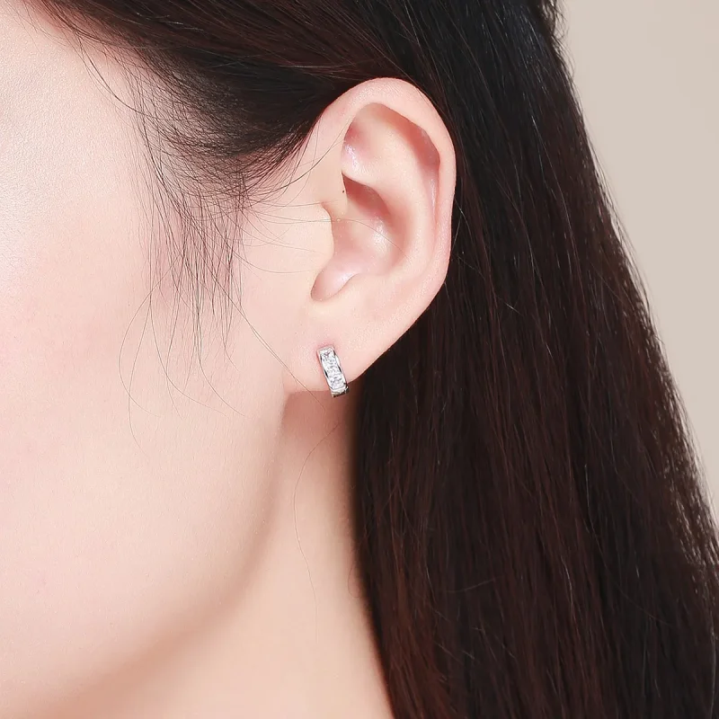 (image for) Silver Shining Girl Hoop Earrings - PANDORA Style - SCE515 - View 4