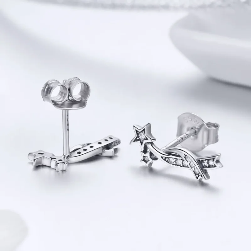 (image for) Silver Shining Meteor Stud Earrings - PANDORA Style - SCE442 - View 3