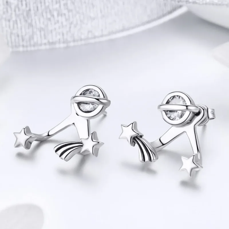 (image for) Silver Shining Meteor Stud Earrings - PANDORA Style - SCE474 - View 2