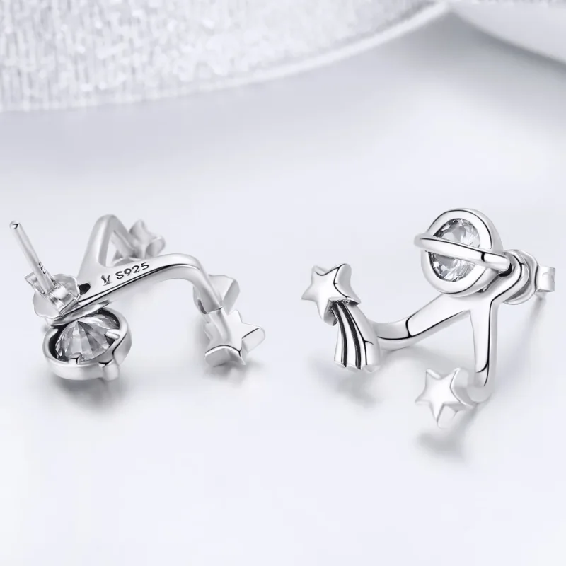 (image for) Silver Shining Meteor Stud Earrings - PANDORA Style - SCE474 - View 3