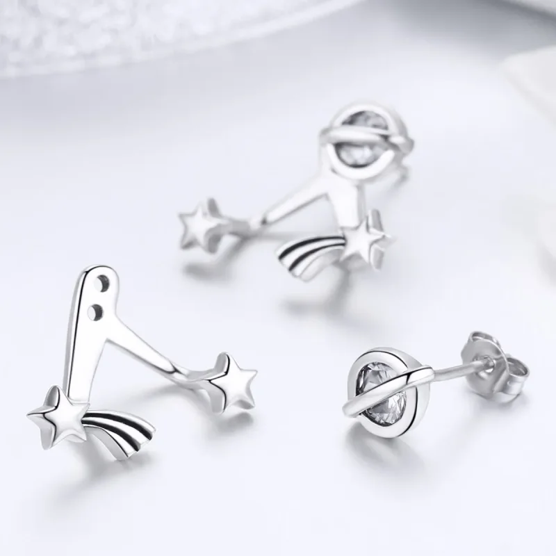 (image for) Silver Shining Meteor Stud Earrings - PANDORA Style - SCE474 - View 4