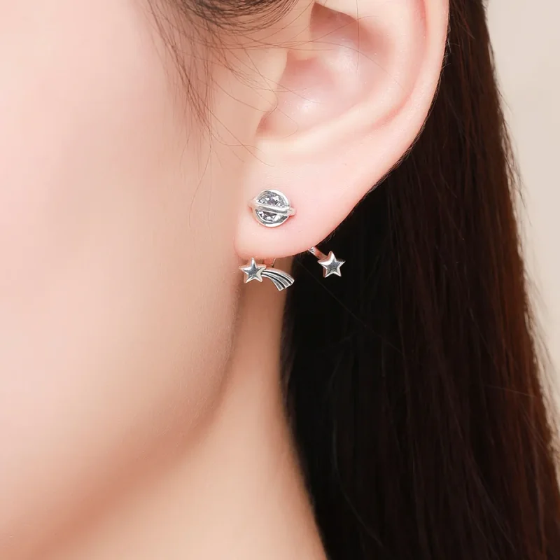 (image for) Silver Shining Meteor Stud Earrings - PANDORA Style - SCE474 - View 5