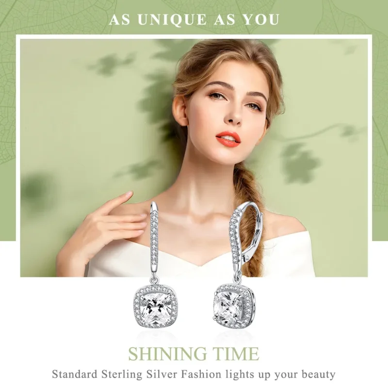 (image for) Silver Shining Time Hanging Earrings - PANDORA Style - SCE520 - View 2