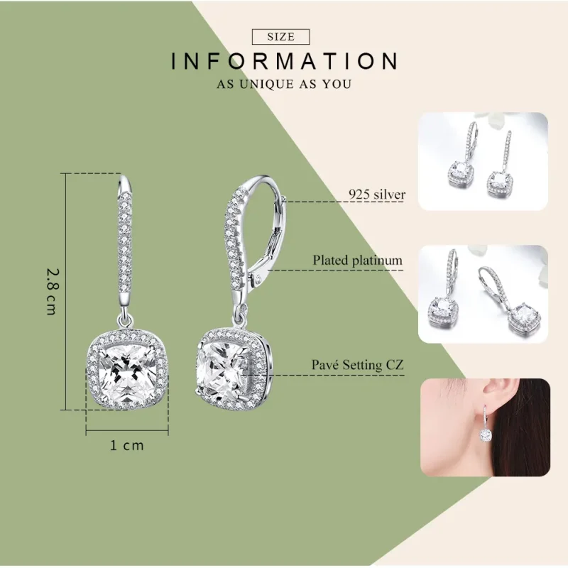 (image for) Silver Shining Time Hanging Earrings - PANDORA Style - SCE520 - View 3