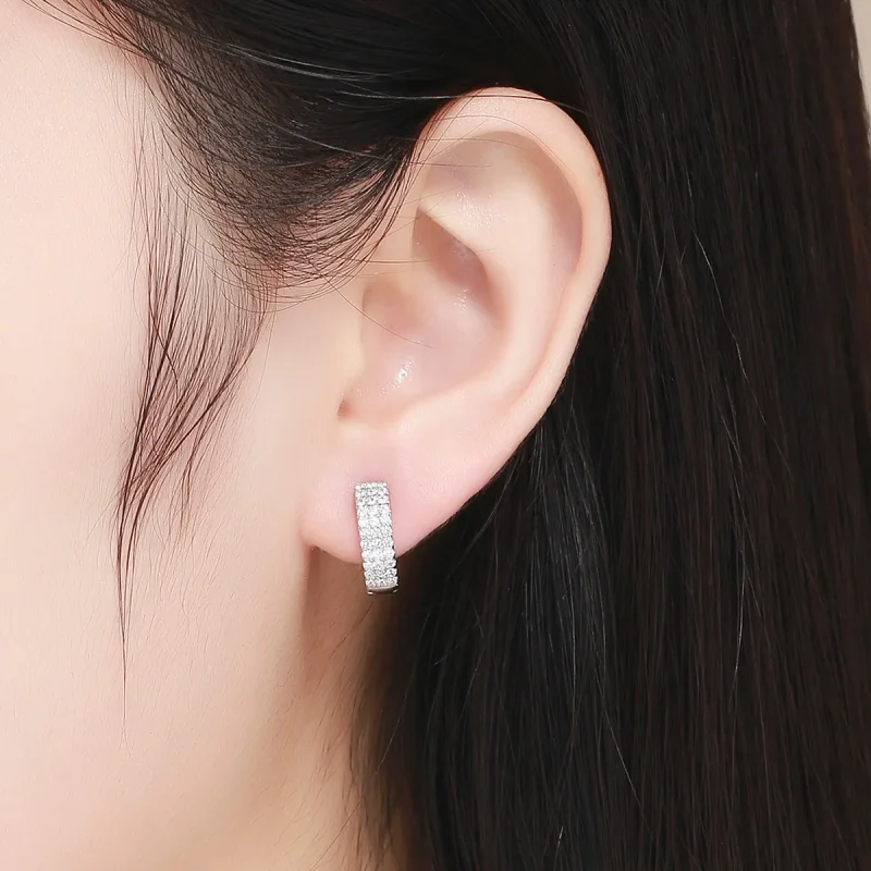 (image for) Silver Shining Time Hoop Earrings - PANDORA Style - SCE560 - View 4