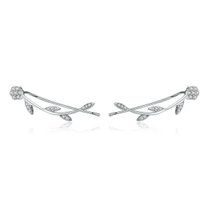 (image for) Silver Shinning Leaves Stud Earrings - PANDORA Style - SCE266