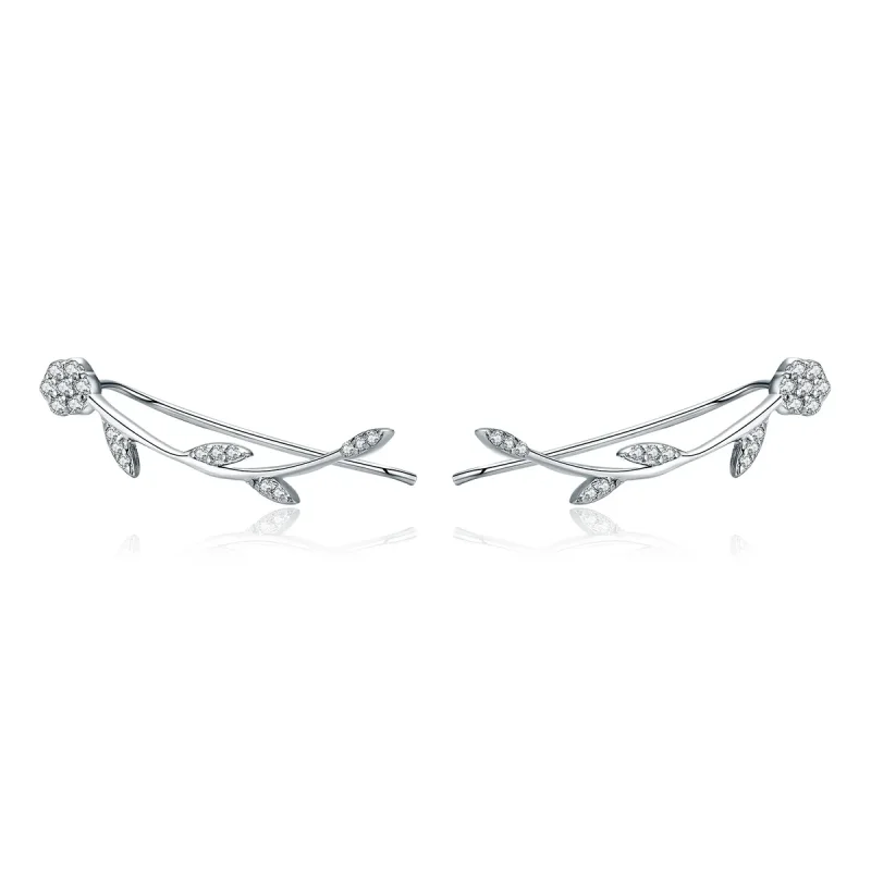 (image for) Silver Shinning Leaves Stud Earrings - PANDORA Style - SCE266 - Product Image