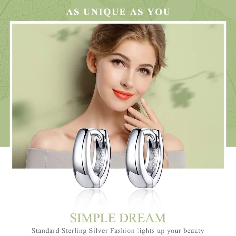 (image for) Silver Simple Dream Hoop Earrings - PANDORA Style - SCE552 - View 2