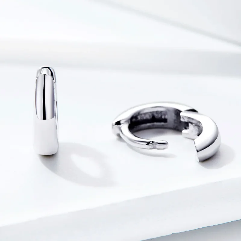 (image for) Silver Simple Dream Hoop Earrings - PANDORA Style - SCE552 - View 3