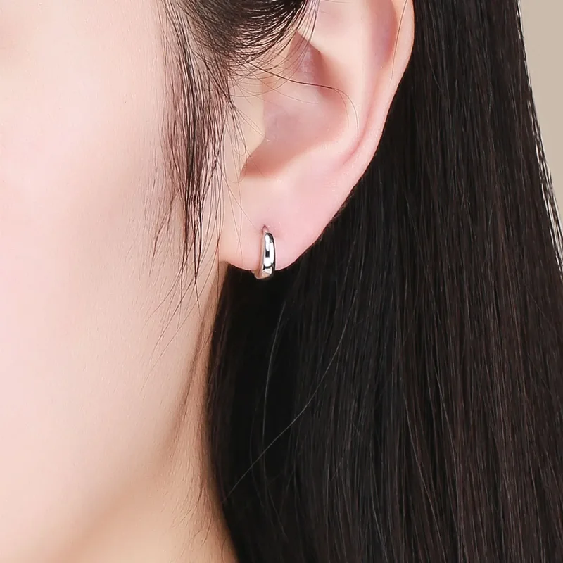 (image for) Silver Simple Dream Hoop Earrings - PANDORA Style - SCE552 - View 4