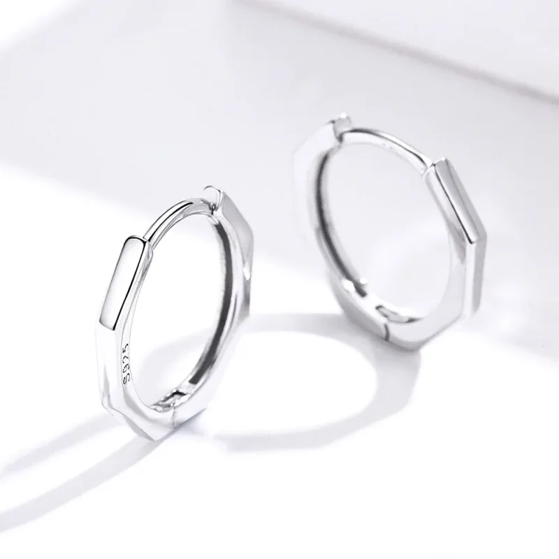 (image for) Silver Simple Earrings Hoop Earrings - PANDORA Style - SCE622 - View 2