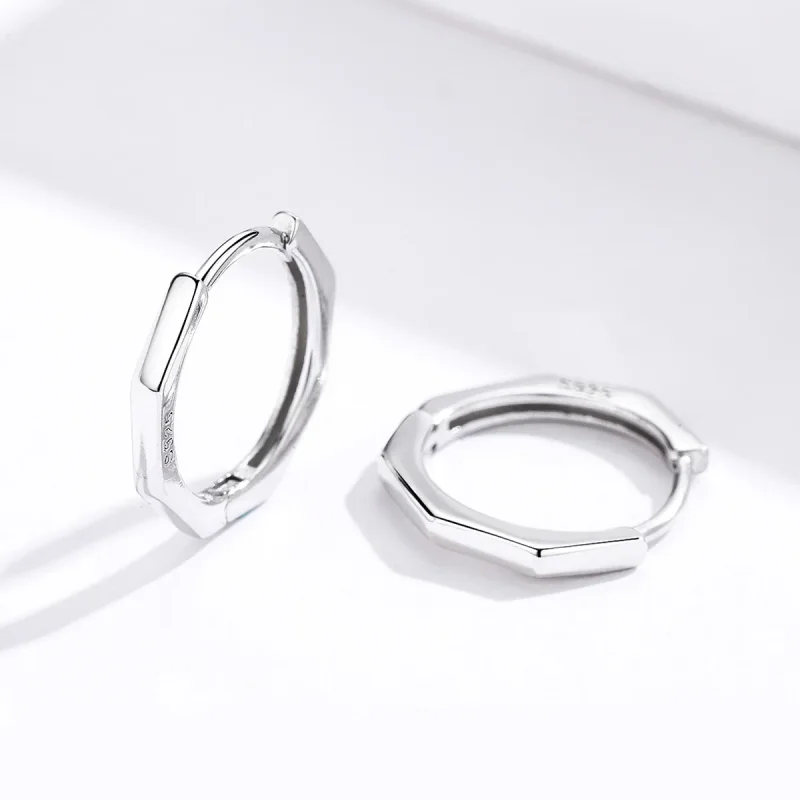 (image for) Silver Simple Earrings Hoop Earrings - PANDORA Style - SCE622 - View 3