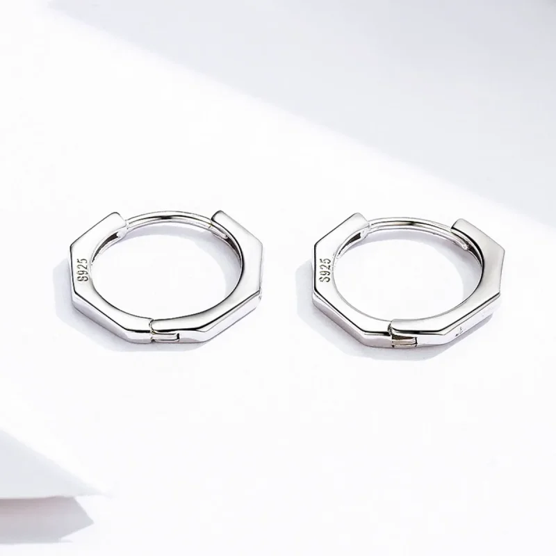(image for) Silver Simple Earrings Hoop Earrings - PANDORA Style - SCE622 - View 4
