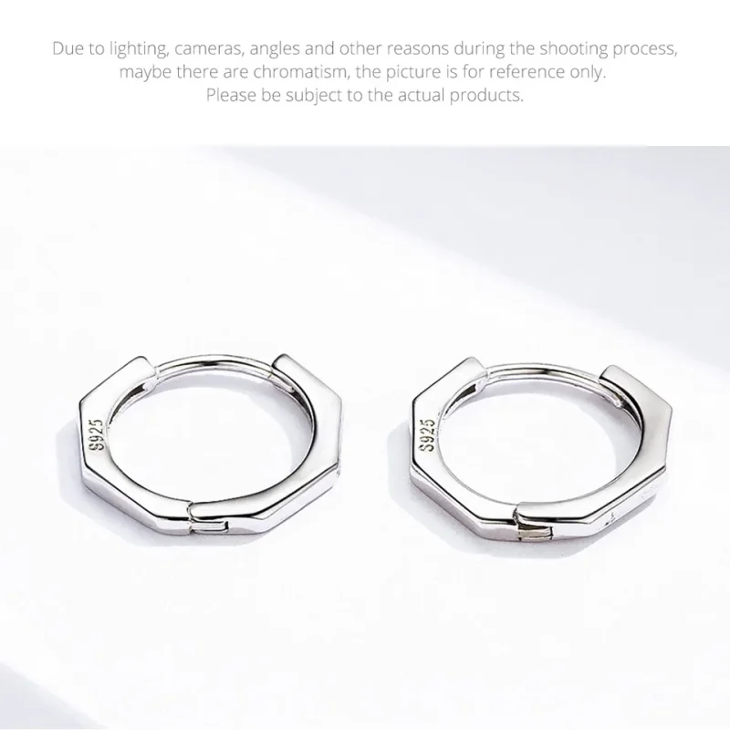 (image for) Silver Simple Earrings Hoop Earrings - PANDORA Style - SCE622 - View 8