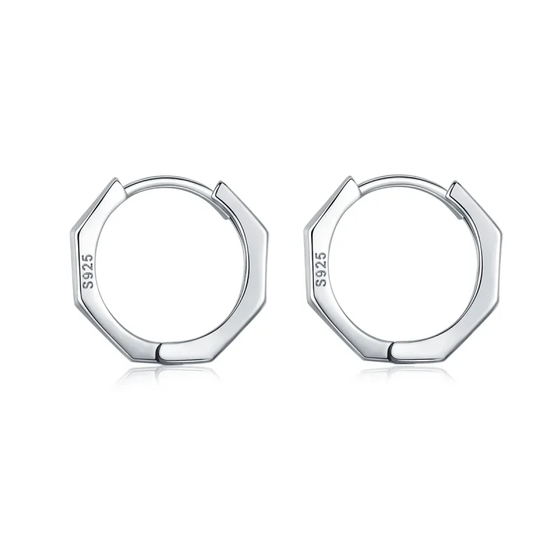 (image for) Silver Simple Earrings Hoop Earrings - PANDORA Style - SCE622 - Product Image