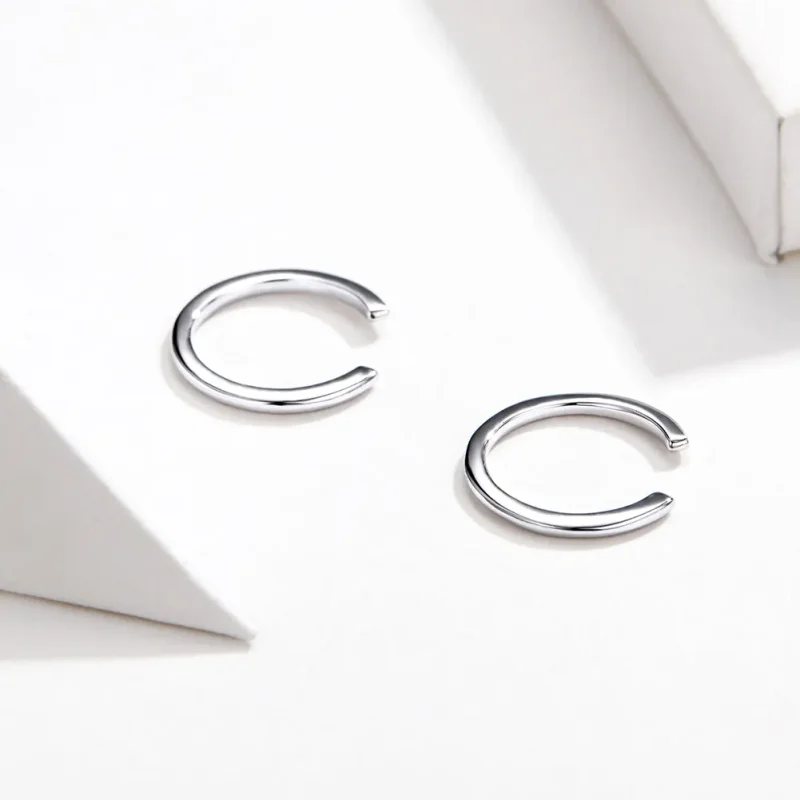 (image for) Silver Simple Hoop Earrings - PANDORA Style - SCE647 - View 2