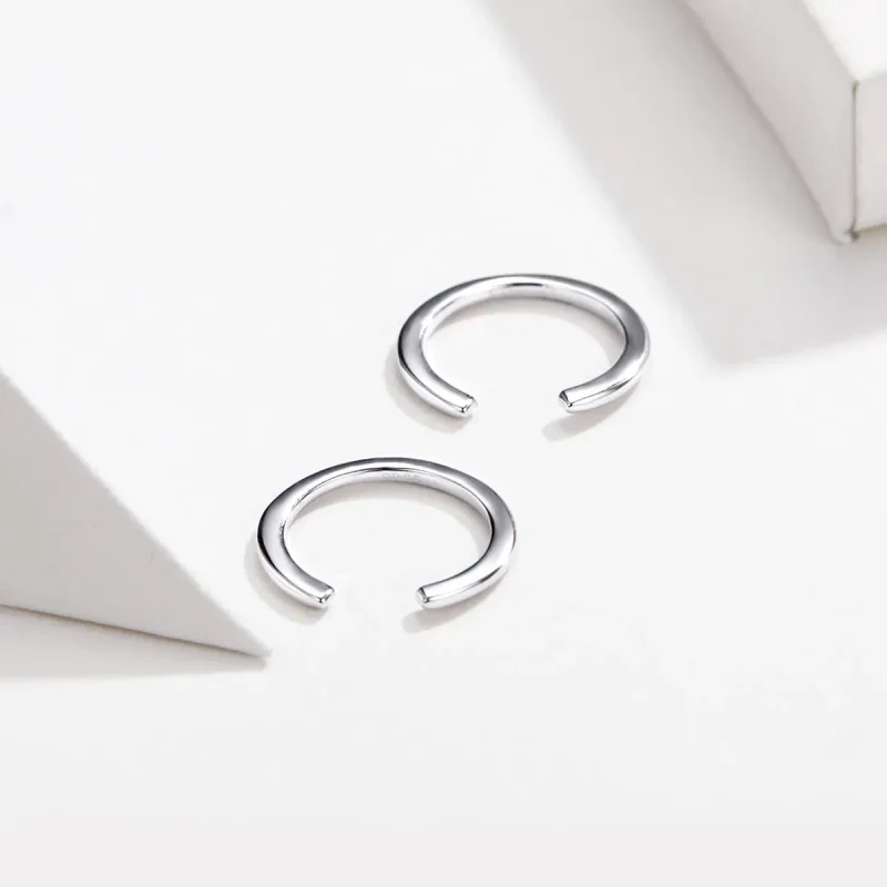 (image for) Silver Simple Hoop Earrings - PANDORA Style - SCE647 - View 3