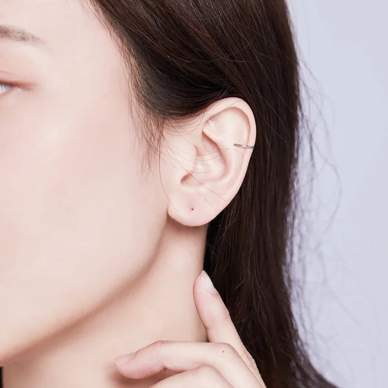(image for) Silver Simple Hoop Earrings - PANDORA Style - SCE647 - View 6
