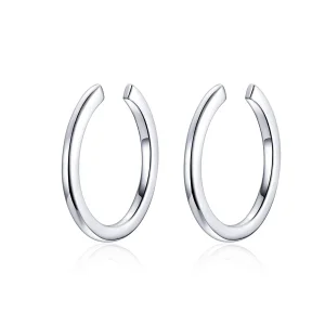 (image for) Silver Simple Hoop Earrings - PANDORA Style - SCE647
