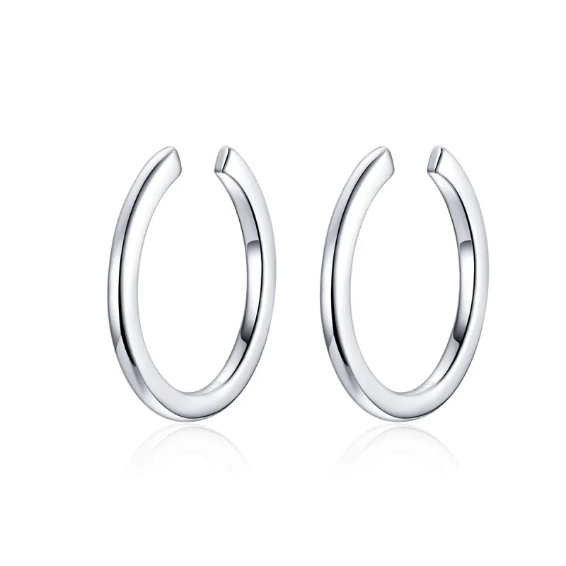 (image for) Silver Simple Hoop Earrings - PANDORA Style - SCE647 - Product Image