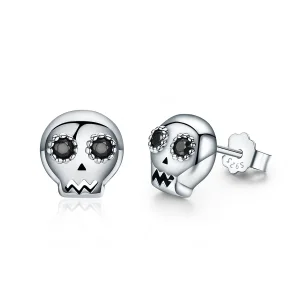 (image for) Silver Skull Stud Earrings - PANDORA Style - SCE064