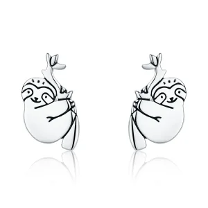 (image for) Silver Sloth Stud Earrings - PANDORA Style - SCE327
