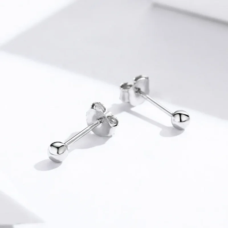 (image for) Silver Small Ball Stud Earrings - PANDORA Style - SCE581 - View 2
