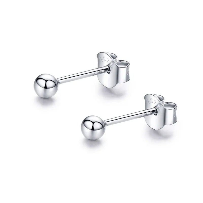 (image for) Silver Small Ball Stud Earrings - PANDORA Style - SCE581 - Product Image