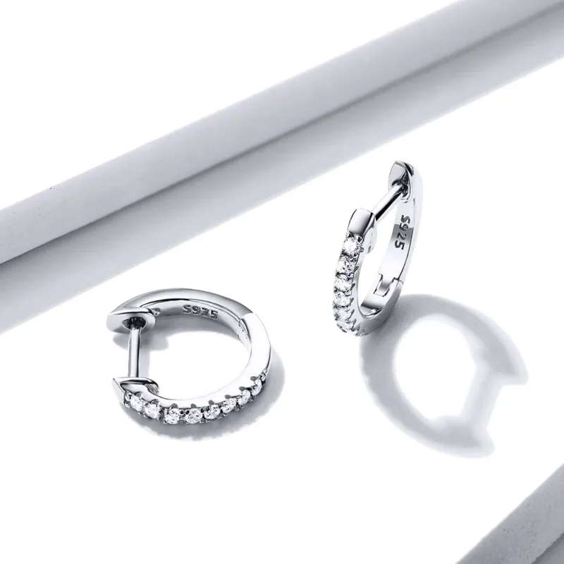(image for) Silver Small Circle Hoop Earrings - PANDORA Style - SCE498-A - View 2
