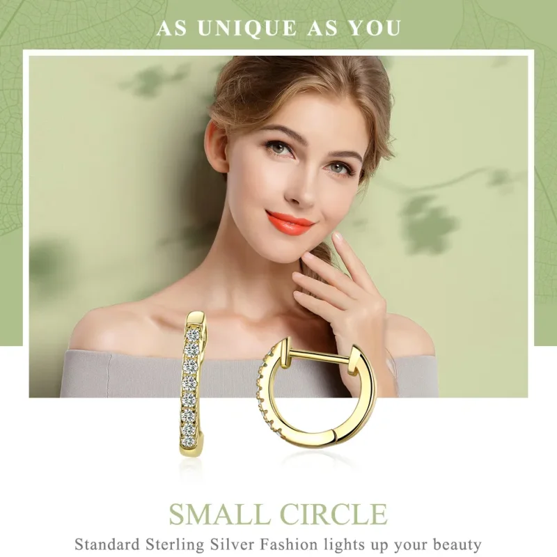 (image for) Silver Small Circle Hoop Earrings - PANDORA Style - SCE498 - View 2