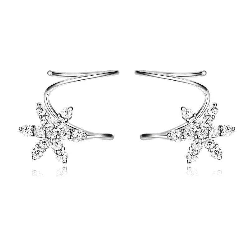 (image for) Silver Snowflake Hanging Earrings - PANDORA Style - SCE651 - Product Image