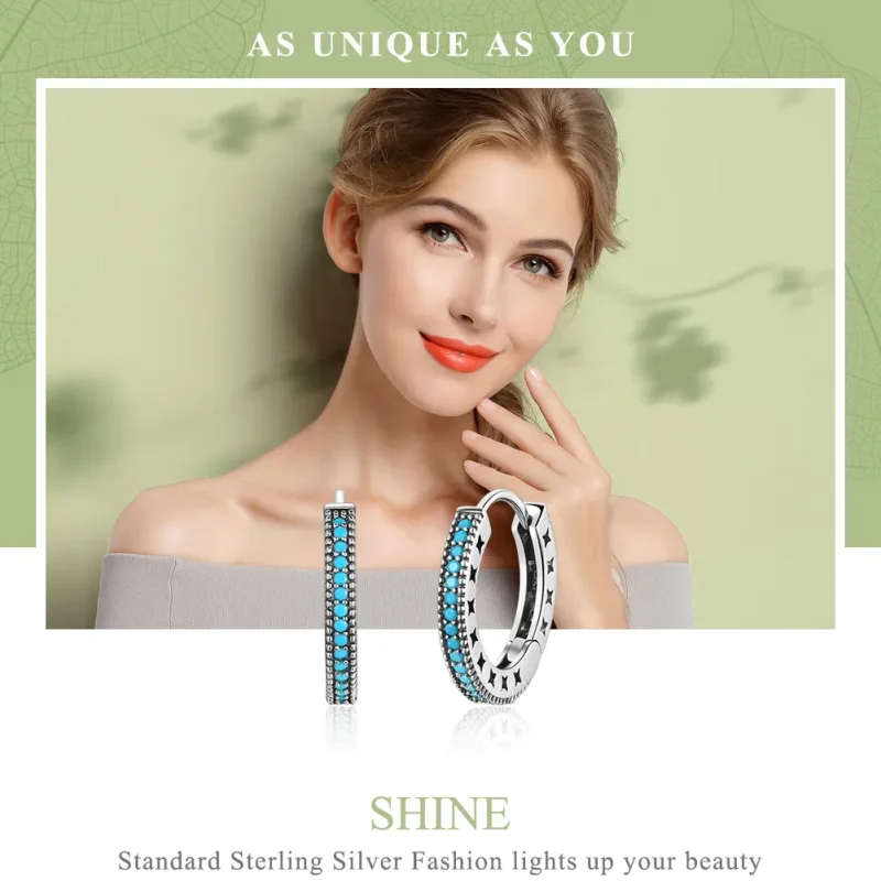 (image for) Silver Sparkle Hoop Earrings - PANDORA Style - SCE493 - View 2