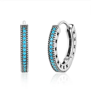 (image for) Silver Sparkle Hoop Earrings - PANDORA Style - SCE493