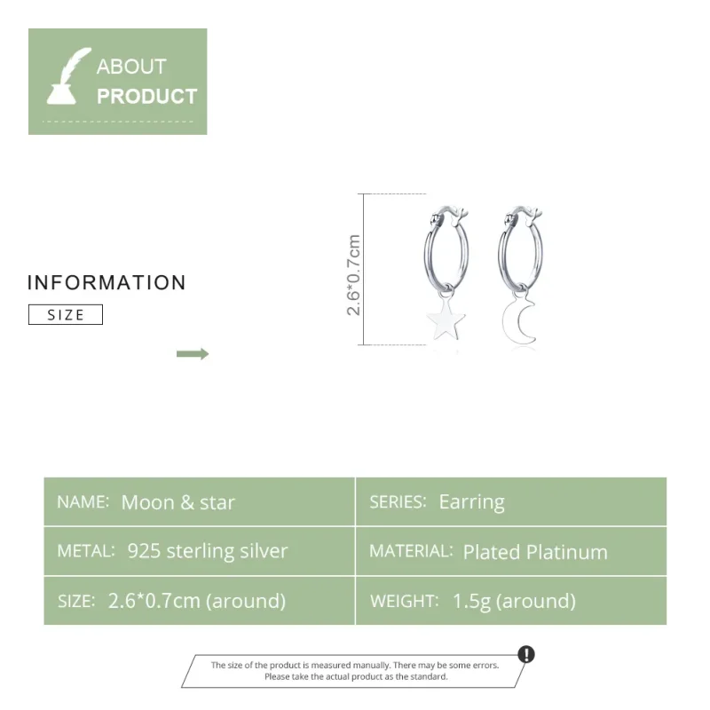 (image for) Silver Star and Moon Asymmetry Hanging Earrings - PANDORA Style - SCE681 - View 7