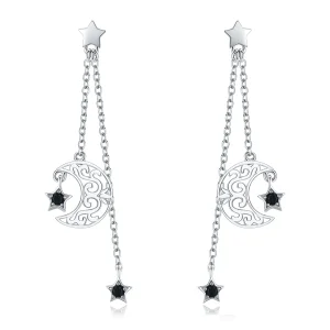 (image for) Silver Starlight Moon Hanging Earrings - PANDORA Style - SCE528