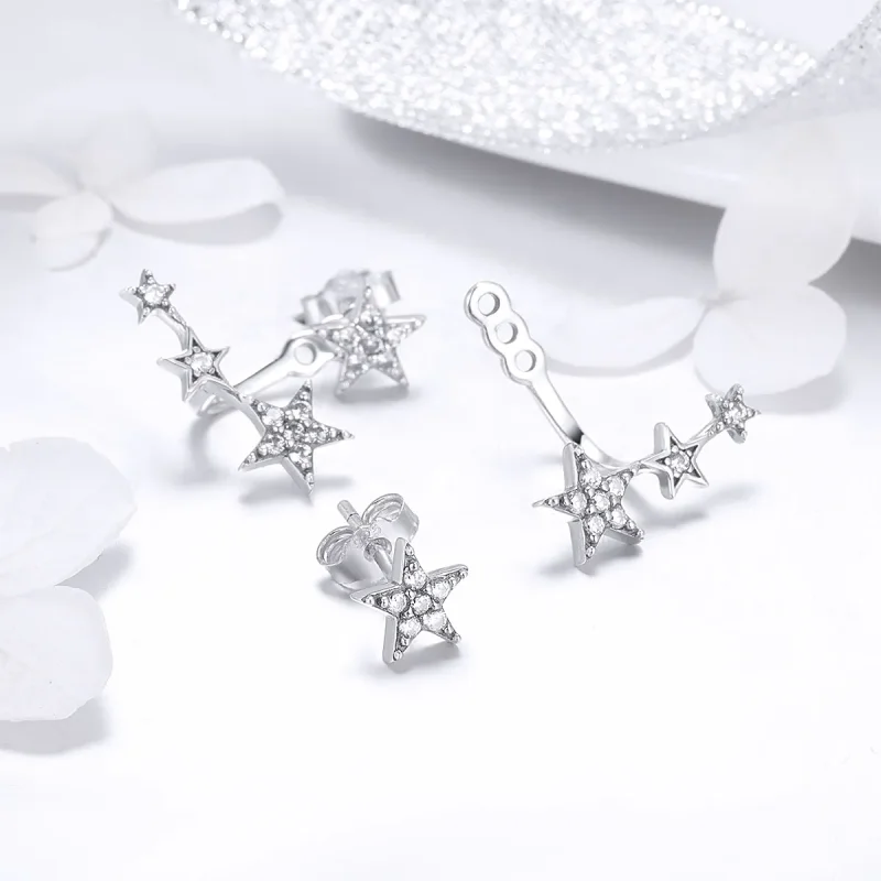 (image for) Silver Stars Stud Earrings - PANDORA Style - SCE448 - View 2