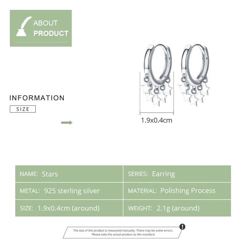 (image for) Silver Stars Tassel Hoop Earrings - PANDORA Style - SCE684 - View 7