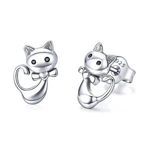 (image for) Silver Sticky Cat Stud Earrings - PANDORA Style - SCE450