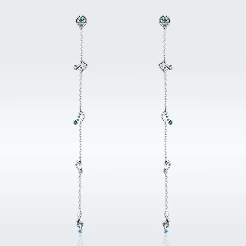 (image for) Silver Swaying Notes Hanging Earrings - PANDORA Style - SCE202 - View 3