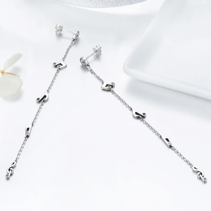 (image for) Silver Swaying Notes Hanging Earrings - PANDORA Style - SCE202 - View 5