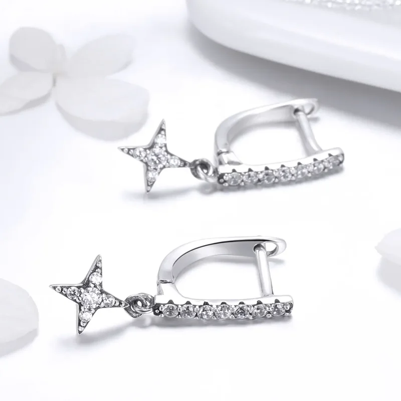 (image for) Silver Twinkling Night Hanging Earrings - PANDORA Style - SCE446 - View 3