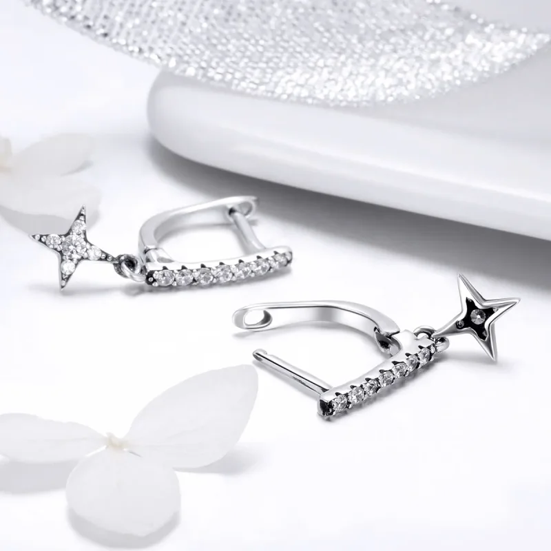 (image for) Silver Twinkling Night Hanging Earrings - PANDORA Style - SCE446 - View 4