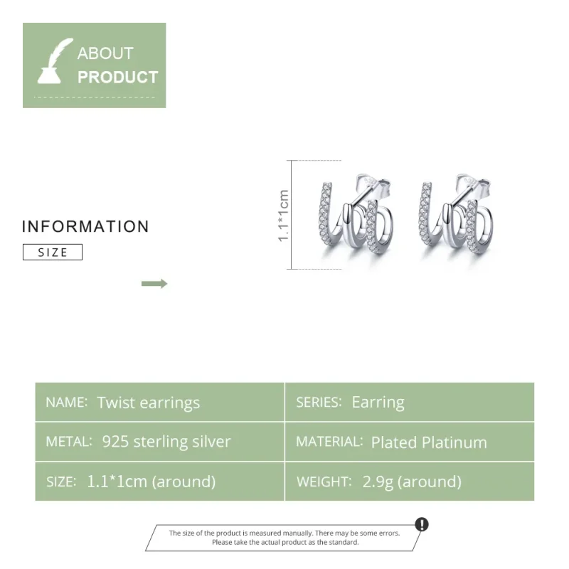 (image for) Silver Twist Stud Earrings - PANDORA Style - SCE585 - View 7