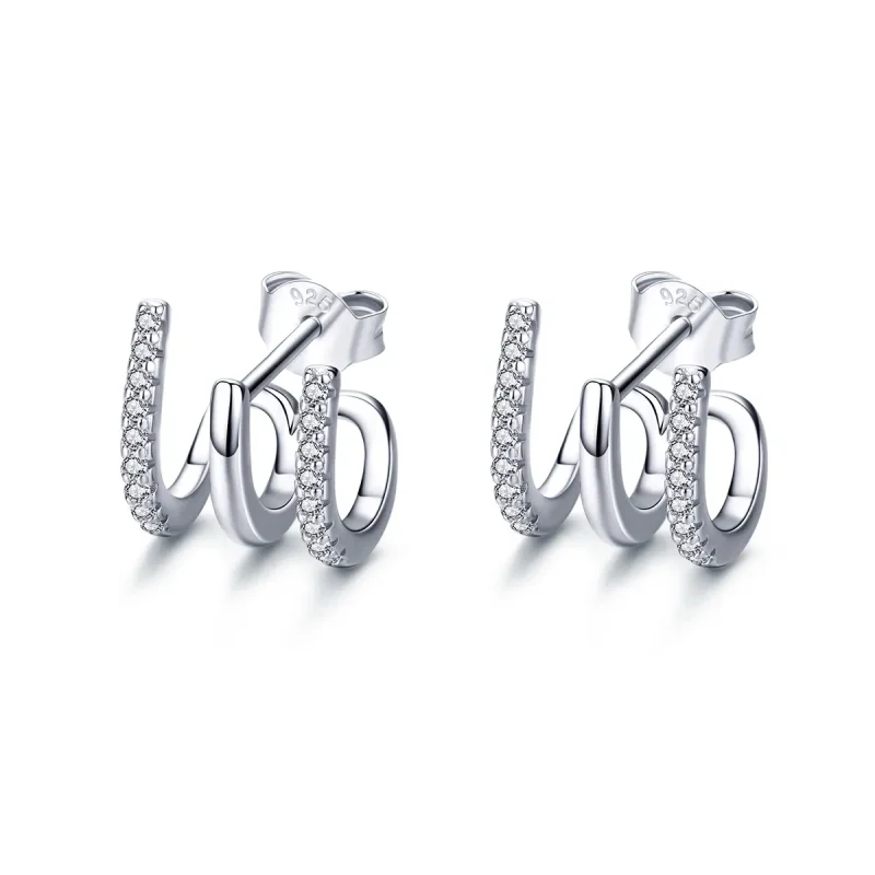 (image for) Silver Twist Stud Earrings - PANDORA Style - SCE585 - Product Image