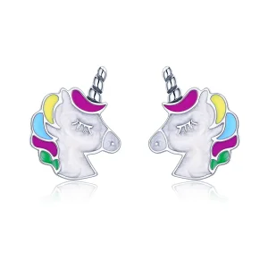 (image for) Silver Unicorn Memory Stud Earrings - PANDORA Style - SCE393