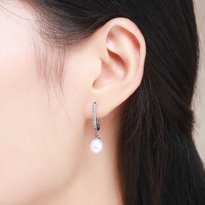 (image for) Silver Unique Charm Hanging Earrings - PANDORA Style - SCE194 - View 4