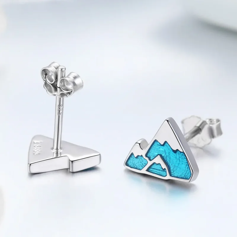 (image for) Silver Unique Iceberg Stud Earrings - PANDORA Style - SCE475 - View 3