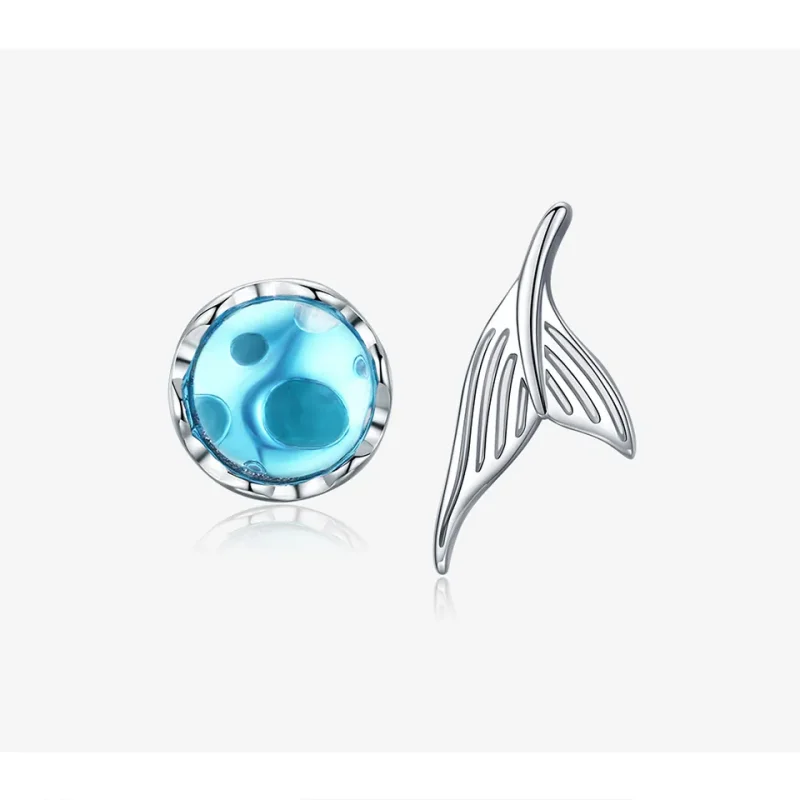(image for) Silver Waiting Mermaid Stud Earrings - PANDORA Style - SCE630 - View 3